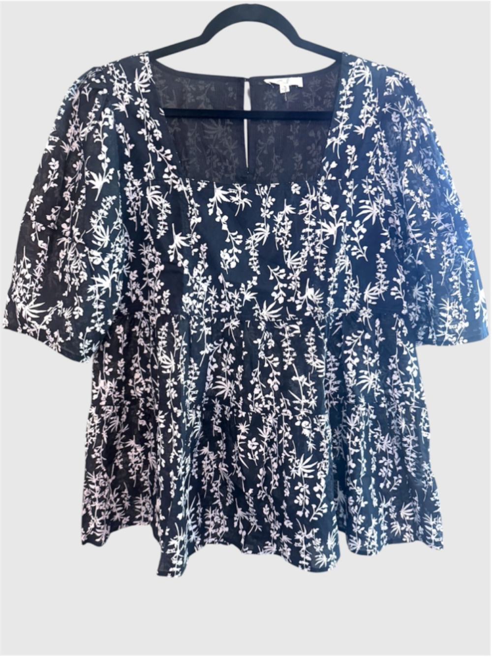 Women's Easel Floral Print Babydoll Blouse Size S
